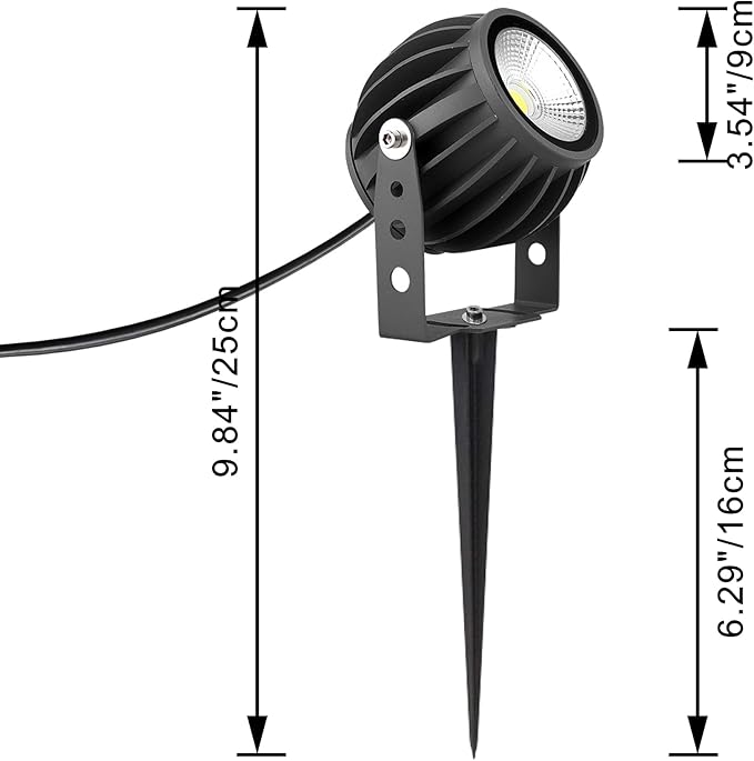 Kiven IP65 Waterproof LED Landscape Clamp Light Grey Decorative Spotlight Lamp with Plug-in Cord and Timer for Indoor Outdoor Yard Garden Step Statue (10W Cool White)