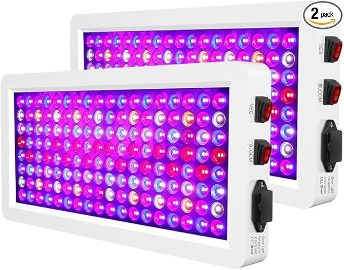 2Pcs 800W LED Full Spectrum Red Blue Plant Lights 100-277V Seeds Hydroponic Lights Veg/Bloom Modes Dimmable UV/IR Succulent Cultivate Lamp Greenhouse Tent Vege Fruits Flowers Potted Cactus Lighting