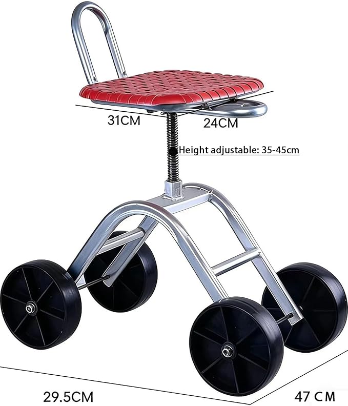Rolling Garden Cart with Wheels – 360° Rotating Adjustable Seat Heavy-Duty Garden Stool with 550 lbs Capacity (silunC1-2)