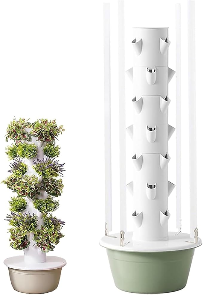 Hydroponics Growing Syst-em Tower Hydroponics Tower Garden Growing Syst-em for Home Garden Vertical Planter with LED Light Tower Hydroponics Sys-TEM for Herbs and Vegetables7Layer