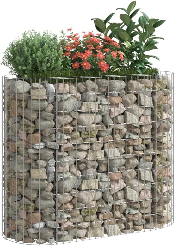 Gabion Raised Bed Gabion Cages Basket Steel Woven Gabion Net Garden Plant Above Ground Garden Boxes Outdoor Garden Galvanized Planters Metal Trough 47.2x19.7x39.4