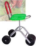 Foldable Gardens Cart with SeatRolling Gardening Stool with Adjustable 360° Swivelfor Lawn Yard(Green)