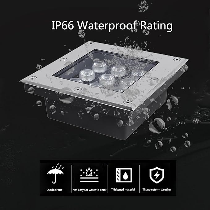 RGB Recessed Ground Spotlight - Waterproof IP66 Landscape Lights for Garden Driveway and Deck