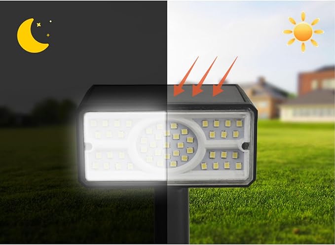 flexman Solar Spot Light 49 LEDs IP65 Solar Powered Outdoor Landscape Spotlights 8 12 Hours Lighting Time for Villa Courtyard Garden Backyard Lawn Pathway (White Light)