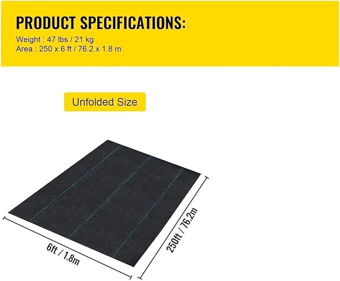 Weed Barrier Fabric Weed Barrier Fabric 6ft X 250ft 4.1oz Heavy Duty Geotextile Woven Control Black