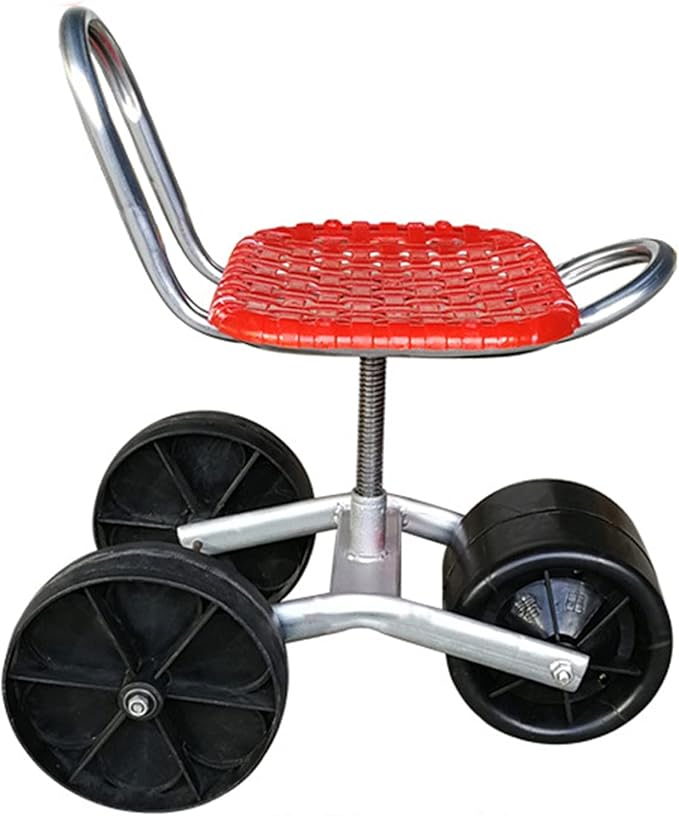Garden Cart Stool on Wheels Rolling Work Seat Garden Work Bench Garden Folding Kneeler Seat Chair Pad Height Adjustable Swivel seat for Garden Outdoor Yard