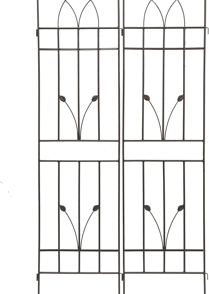Metal Garden Trellis Set for Climbing Plants Outdoor Support Structure Plant Stand Vertical Gardening Decor Rust-Resistant Brown Finish