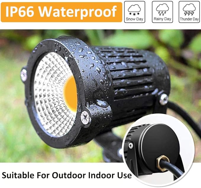 ZUCKEO Low Voltage Landscape Lights LED Landscape Lighting 5W 12V Garden Pathway Lights Waterproof Warm White Walls Trees Flags Outdoor Landscape Spotlights with Stakes (8 Pack)