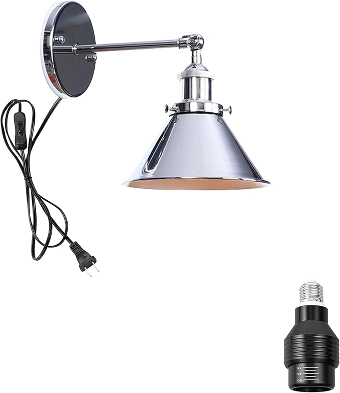 Hook Type Wall Mounted Plant Light for Indoor Growing Full Spectrum 4500K 10W Adjusted Angle &amp Light Beam Range 15°-60° Vintage Silver Metal Wall Lamps for Plants Flowers