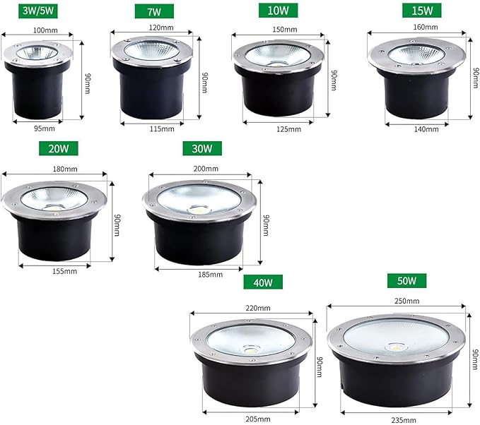 LED Landscape Lights - Outdoor Buried Lights AC 24V Low Voltage Floor Spotlight IP67 Waterproof Stainless Steel Round Ground Decor Light for Garden Yard DrivRed-5W