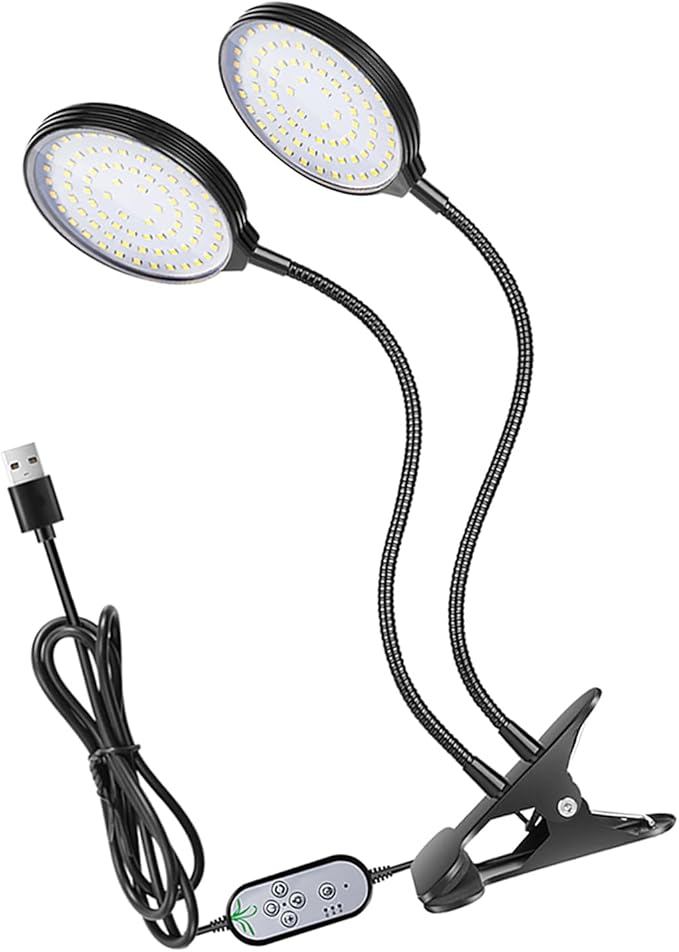 BRRNOO Grow Lights for Indoor Plants Grow Lights for Seed Starting Adjustable Desktop Clamp Growing Lamp 78 LEDs Sunlight Full Spectrum Light for Indoor Plants 5 Dimmable Levels (2 Heads)