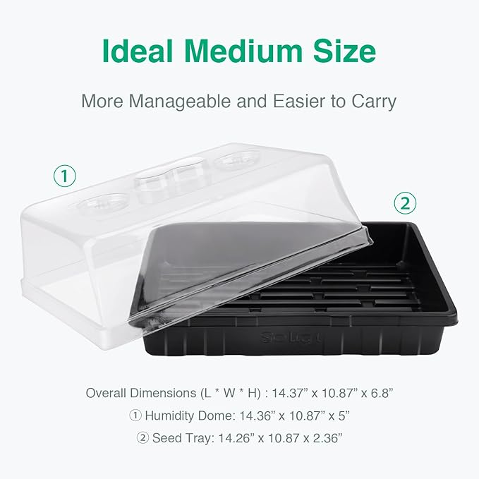 [Thick Plastic] 5-Set Strong Seed Starter Trays with 5 Humidity Domes for Seed Starting Germination Seedling Propagation &amp Plant Growing Holds 240 Cells in Total