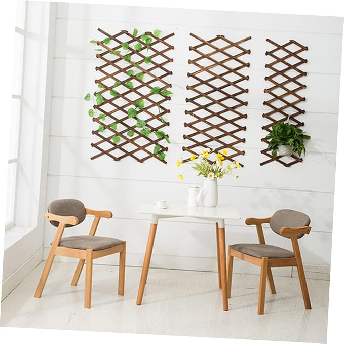 Expandable Wooden Garden Trellis Thick Carbonized Wood Climbing Plant Support Wall-Mounted Fence Panel for Outdoor Garden Decoration and Plant Climbing