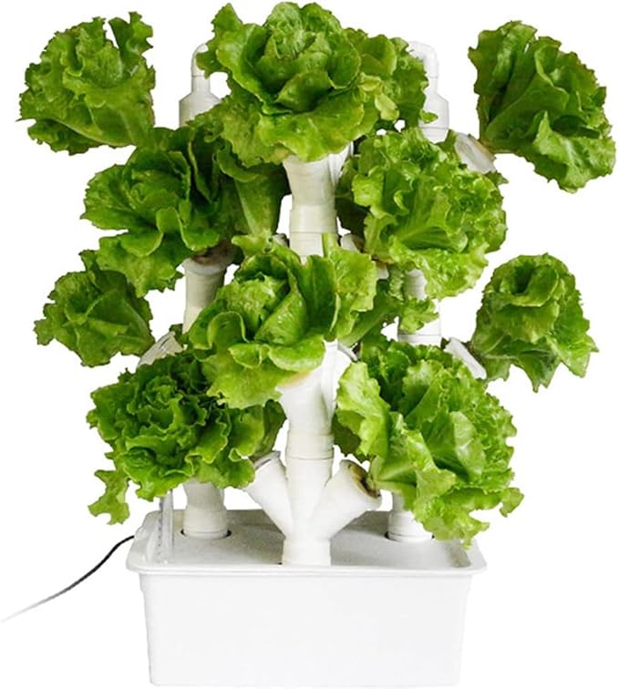 Vertical Hydroponic Tower Vegetable Plant Tower 16/24/32 Pots PVC Pipe Hydroponic Kit Aquaponics Growing System for Leafy Vegetables Herbs Garden Grow Lettuce and Fruits 16Holes ( 32Holes)