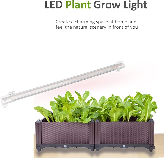 Solar Grow Lights for Outdoor Indoor Plants LED Grow Light Strip Plant Growing Lamps with 1-10 Level Control Switch for Balcony Greenhouse Herbs Vegetables Flowers(10W)