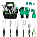 Garden Tool Set 9 Piece Stainless Steel Heavy Duty Gardening Tools with Garden Gloves and Garden Tote Ideal Garden Tool Kit Gift for Women/Men/Parent