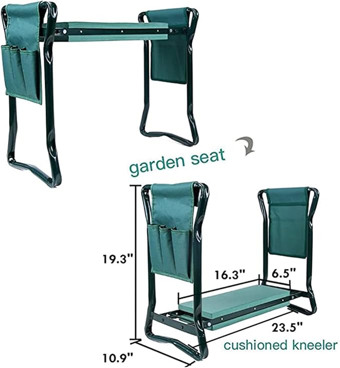 Garden Kneeler and Seat Folding Stainless Steel Garden Stool Tool Bag Eva Kneeling Pad Gardening Gifts Supply Garden Supplies