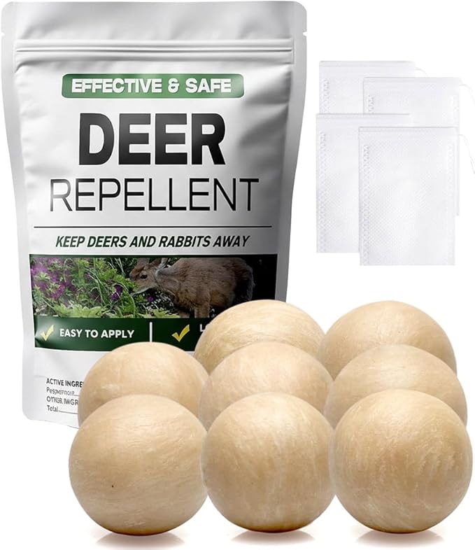 Deer Repellent Rabbit Repellent Outdoor Deer Deterrent for Garden &amp Yard Bunny Repellent for Plants Keep Deer Away from Flowers Tree Safe for Human &amp Pets-8 Balls