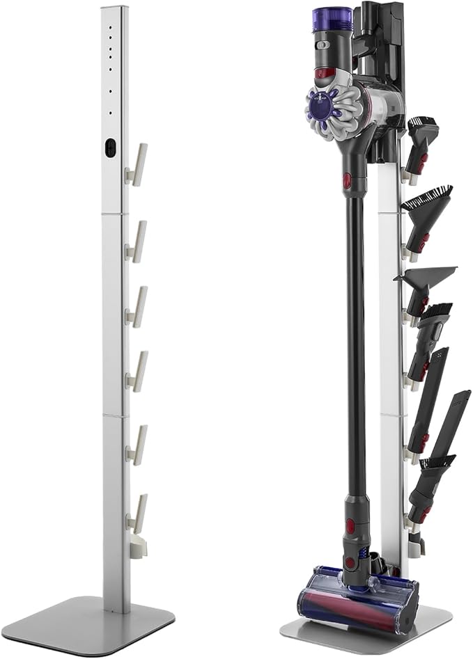 VEVOR Vacuum Stand Compatible with Dyson G5 V15 V12 V11 V10 V8 V7 V6 Series Upright Vacuums Cleaners &amp Accessories Stable Vacuum Stand Holder with 6 Hooks and Non-slip Footpads Gray