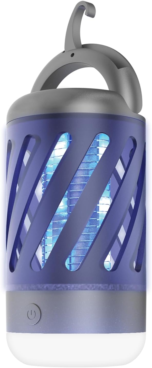 NEBO Mini Bug Zapper &amp Lantern with Dual Band UV Light Zaps Insects by The Powerful 700-volt Electrical Grid Easily Fits in Backpack for Hiking Camping Hunting and Fishing
