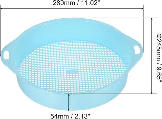 MECCANIXITY Garden Sifting Pan Round Potting Sieve Plastic Mesh Filter Soil Screen Gardening Tool for Garden Yard Blue 2 Pack