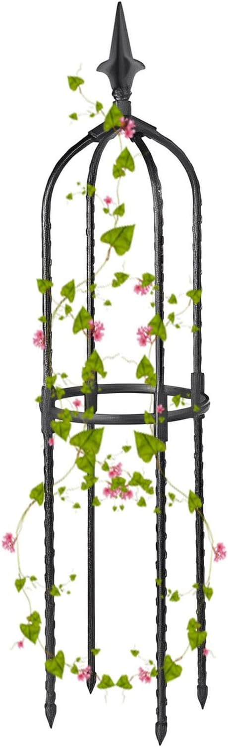 Garden Obelisk Trellis for Climbing Plants 70/90/110cm Tall Tomato Cage Trellis for Garden Indoor Outdoor Potted Plant Support 1pcs(Color:WhiteSize:70cm/27.5in)