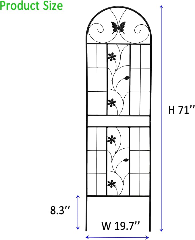2 Pack Metal GTr71 x 19.7 Rustproof for Climbing Plants Outdoor Flower Support Black KT217