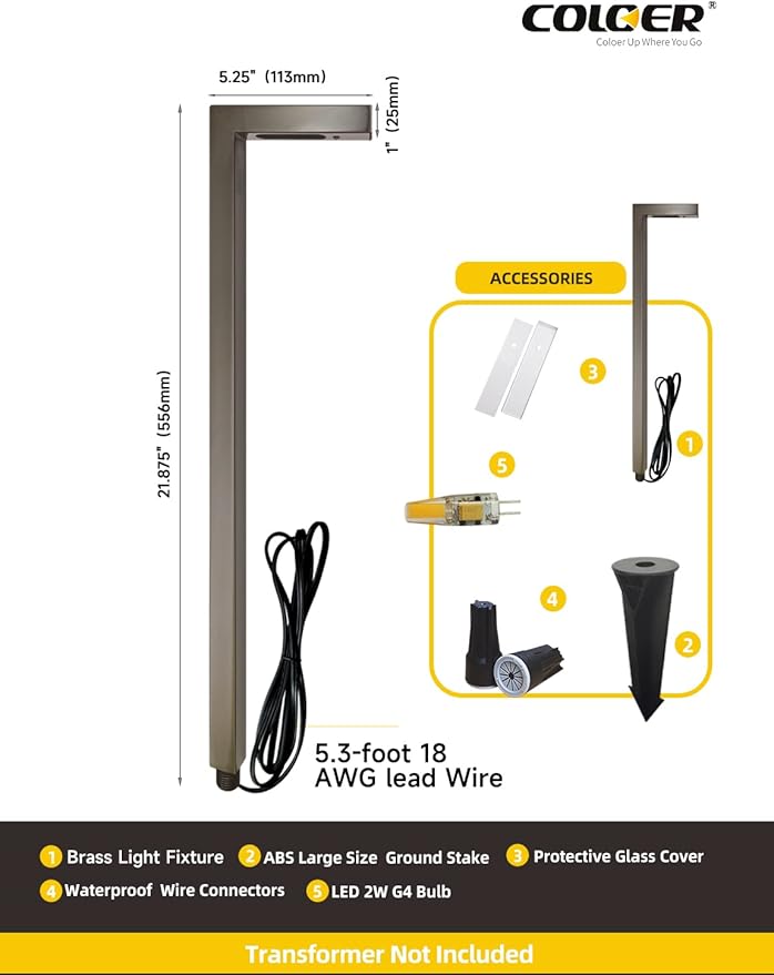 COLOER Brass Low Voltage Outdoor Pathway Lights Bronze Finish 4-Pack with G4 LED Bulb9-17V AC/DC Garden Lights ElectricHalloween Walkway LightIP65 Waterproof2700K Landscape Lighting(603B)