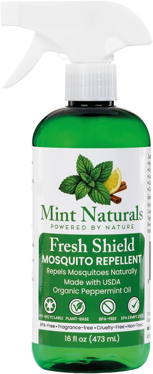 Natural Mosquito Repellent Spray – USDA Organic Peppermint Oil Formula that Helps Deter Mosquitoes 16 oz – Made in USA by Mint Naturals