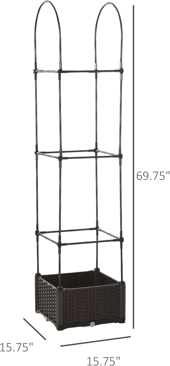 Raised Garden Bed with Trellis Self Watering Planter Box 69.7 Tomato Planters for Climbing Plants Vegetable Vine Flowers
