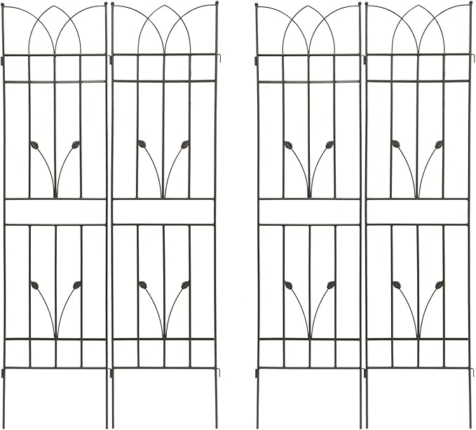 4 Pack Trellis for Climbing Plants Outdoor 6 FT Tall Galvanized Steel Garden Trellis for Patio Lawn Wall Decor Plant Trellis for Vine Cucumber Tomato Flower Clematis RosesBrown