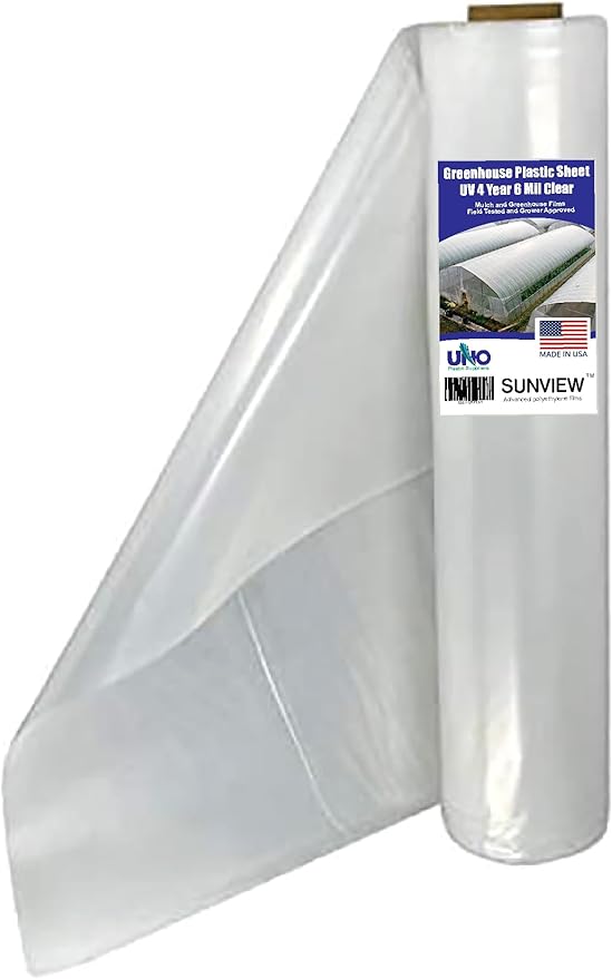 SUNVIEW Greenhouse Plastic Clear 6 mil 4 Year Polyethylene Covering Film 10 ft. Wide x 25 ft. Long