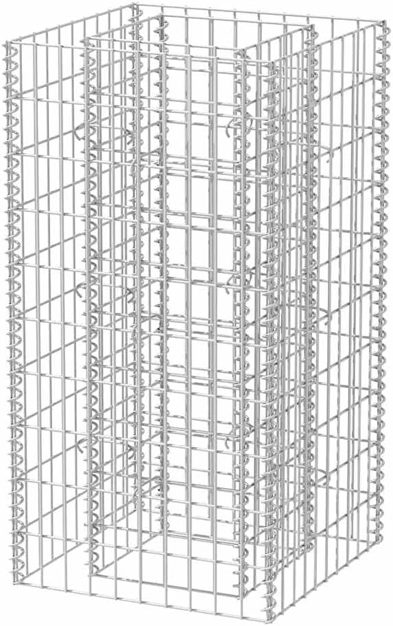Gabion Raised Bed Silver Galvanized Steel 19.7x19.7x39.4 inch Cubic Metal Planter for Outdoor Plants Durable Garden Bed