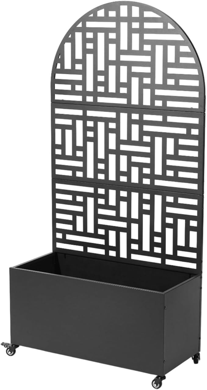 70 Tall Metal Garden Bed with Trellis Double-Sided Vertical Planter for Climbing Vegetables Space-Saving Raised Bed for Patio Small Yards &amp Balconies Drainage Holes
