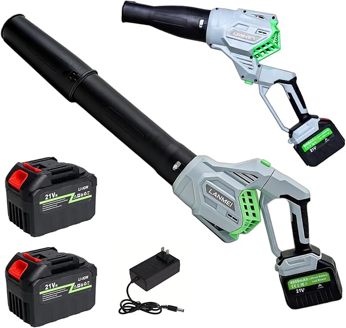 Cordless Leaf Blower 650W High Power Battery with 2x4000mAh Batteries 250MPH Wind Speed Lightweight Handheld Leaf Blower for Yard Maintenance Electric Blower for Leaves Snow and Debris