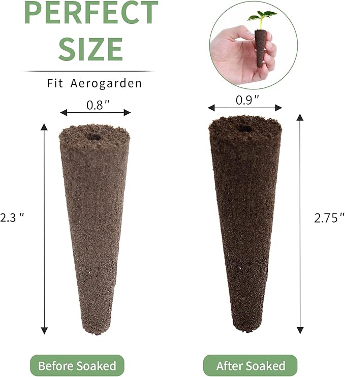 150 Pack Grow Sponges Seed Pods Replacement Root Growth Sponges Compatible with AeroGarden Moldy-Free Kit with 10 Pod Labels for Hydroponic Indoor Garden System