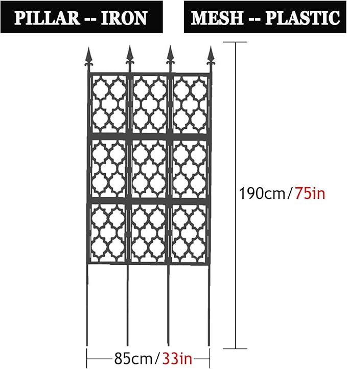 LTSRLL Decorative Fence - 1.5m/4.9ft 1.9m/6.2ft 2.30m/7.5ft 2.7m/8.8ft Tall Garden Trellis - Vegetables/Flower Pot Stake for Climbing Plants Support(Blue85cmx190cm)