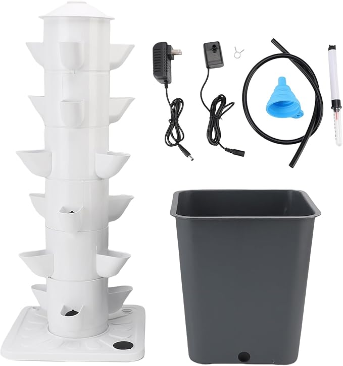 Vertical Hydroponic Growing System Space Saving 18 Hole Hydroponic Tower with 10L Watertank for Home (US Plug)