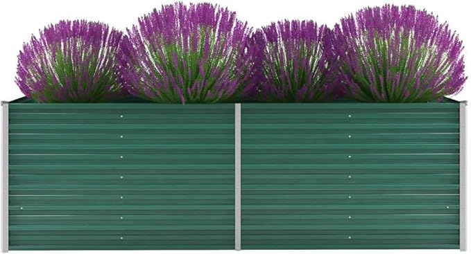 Garden Planter Raised Bed Galvanized Steel Patio Flower Plant Vegetable Bed with Open Bottom Lawn Backyard Outdoor Patio DIY Decor 94.5x31.5x31.3 Green