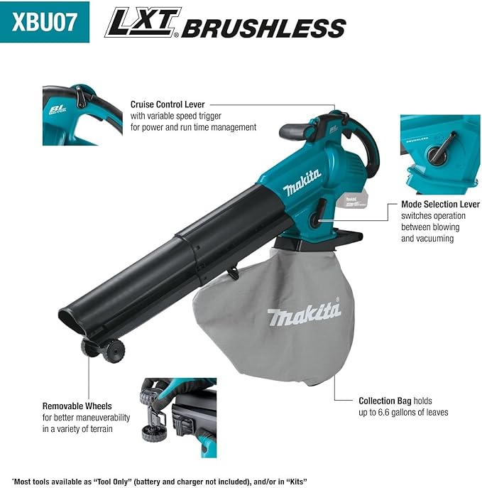 Makita XBU07SM1 18V LXT® Brushless Blower/Vacuum Mulcher Kit (4.0Ah)