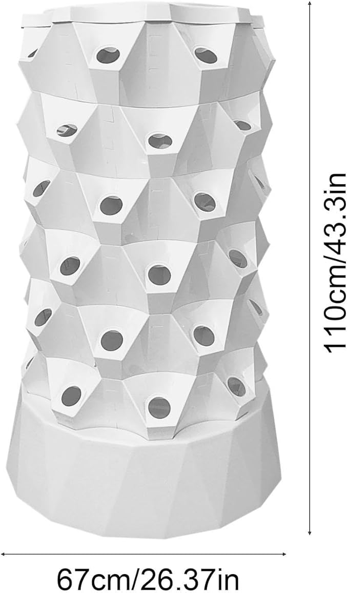 Tower Garden Hydroponics Growing System48-Plants Indoor Vertical Tower Garden System KitIndoor GardenIncluding Smart PlugWater PumpVertical Hydroponic Tower for Gardening LoverWhite