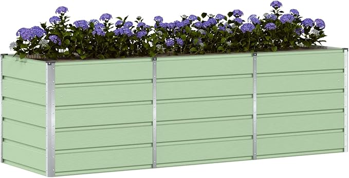 Steel Raised Garden Bed for Gardening Metal Planter Box for Vegetables Fruits Flowers 94.49 x 31.50 x 29.53 in Green-671