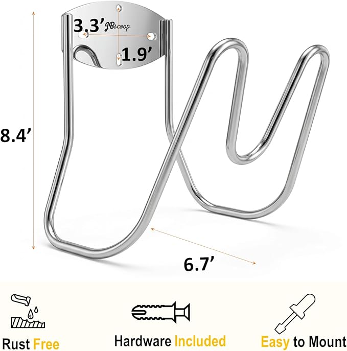 JBscoop Stainless Steel Garden Hose Holder Wall Mount – Silver SUS304 Hose Hanger for Indoor &amp Outdoor Use