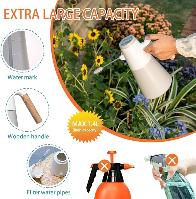 Electric Plant Mister with 180° Adjustable Long Nozzle 2 Spray Modes Battery Operated Garden Sprayer for Indoor Outdoor Plants – Minimalist White Design with Wood Grain Handle