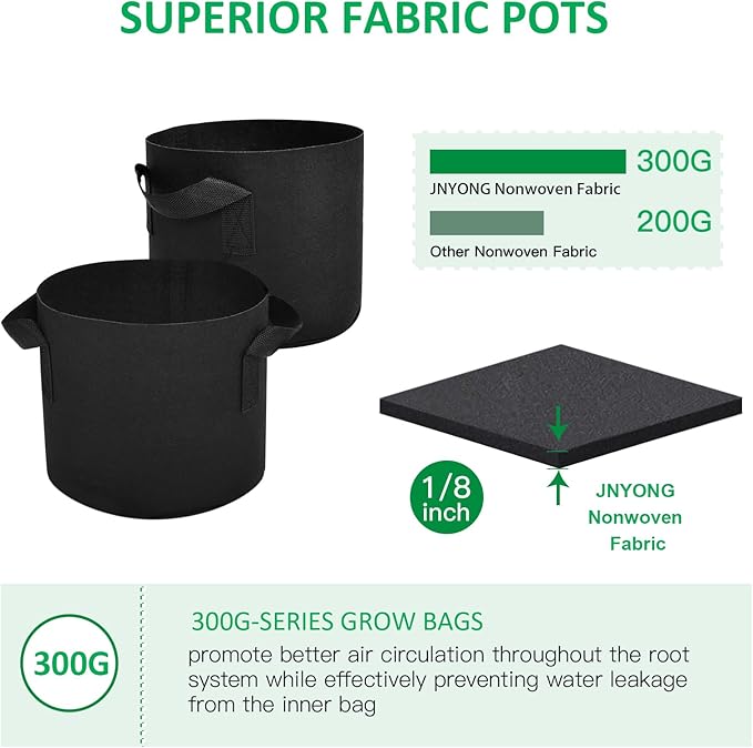 24-Pack 7 Gallon Thickened Non-Woven Grow Bags Aeration Fabric Pots with Handles