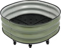 DYNAMI Self-Watering Raised Garden Bed with Wheels23.6in Round Rolling Planter Box Metal Elevated Raised Bed with Drainage Plug for Indoor Outdoor Gardening