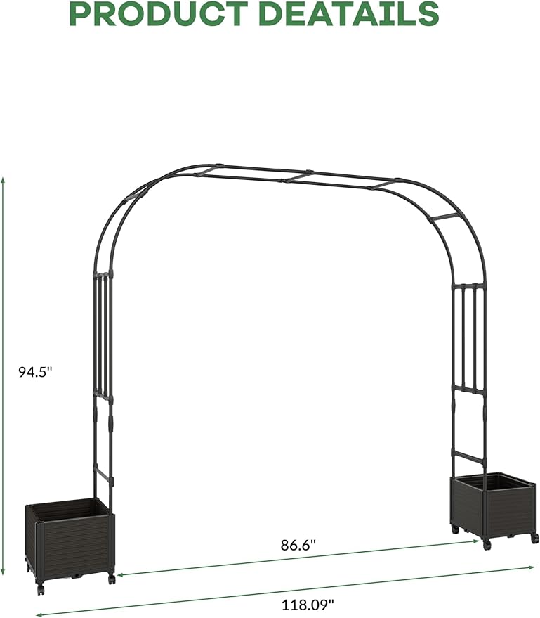 Span 86.6 Garden Arch Trellis for Climbing PlantsMetal Arch Frame Outdoor Garden Arbors and Arches for Halloween Christmas Birthday Party Baby Shower Decoration