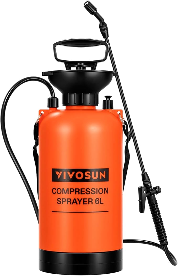 VIVOSUN 1.59-Gallon Pump Pressure Sprayer Pressurized Lawn &amp Garden Water Spray Bottle with Adjustable Shoulder Strap for Plants Spraying Garden Watering and Household Cleaning