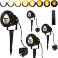 LED Outdoor Spot Lights120V Landscape Lighting Outdoor Spotlight With Plug Cord  2700K-6500K Stepless Dimmable Landscape Light with Timer and Remote for Yard Garden Pathway flag (20W Pack 4)