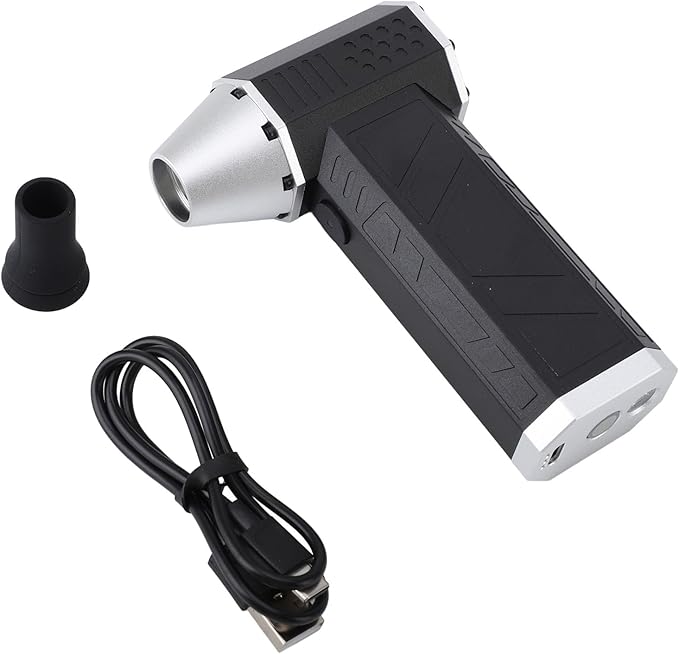 Mini Turbo Fan Dry Blower Brushless Motor Type C Charging 120000RPM for Car (Black and Silver)